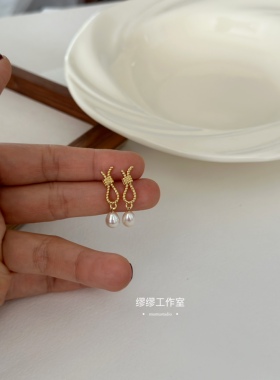 钱袋耳钉精致天然淡水珍珠小米珠耳环日常好搭配耳坠925银针女