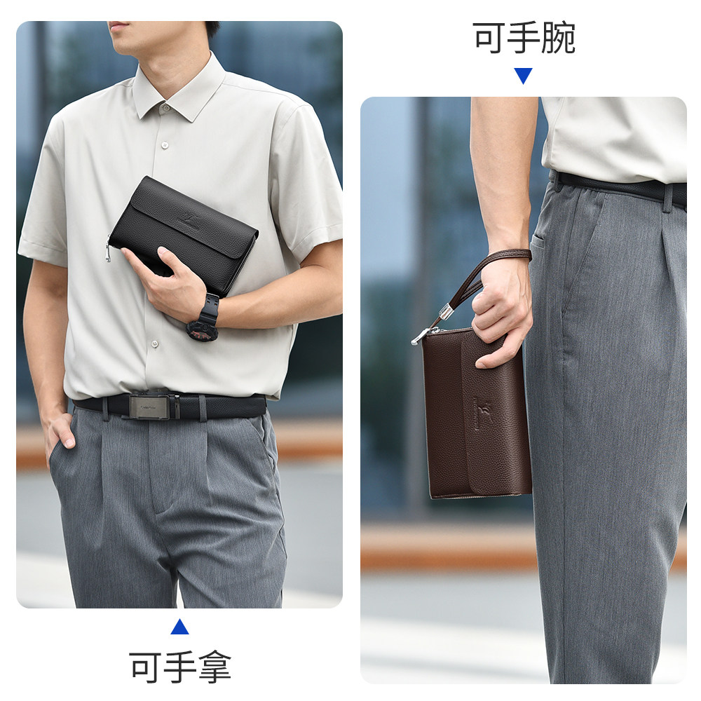 猎鼠真皮男士手拿包2025新款商务休闲手包大容量头层牛皮长款钱包,淘宝优惠券,粉丝福利购,淘宝优惠卷