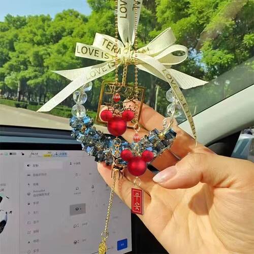 汽车挂件手工编制创意抖音热销车载挂件网红水晶车内挂饰后视镜 - 图1