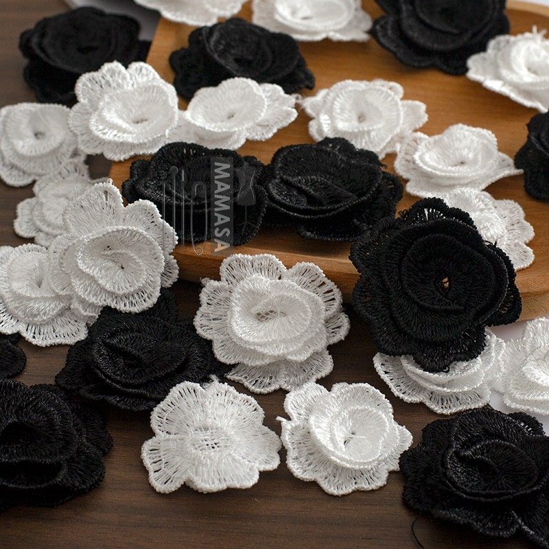 黑白立体刺绣蕾丝花朵 DIY手工服装布艺手机壳装饰辅料,淘宝优惠券,粉丝福利购,淘宝优惠卷