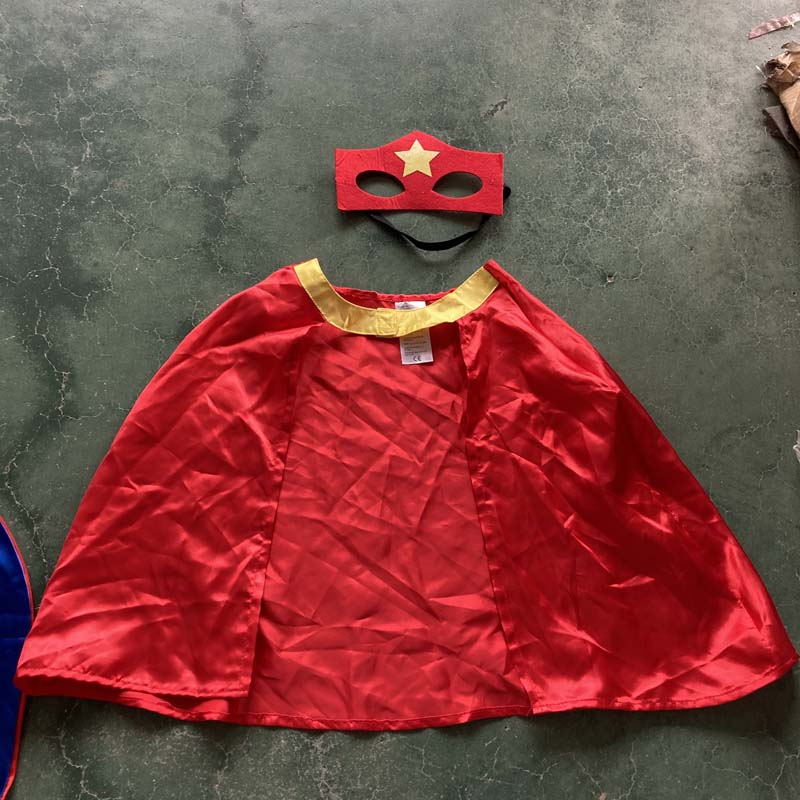 微瑕100-160高儿童万圣节COS服红色披风闪电侠超人拍照造型单披风