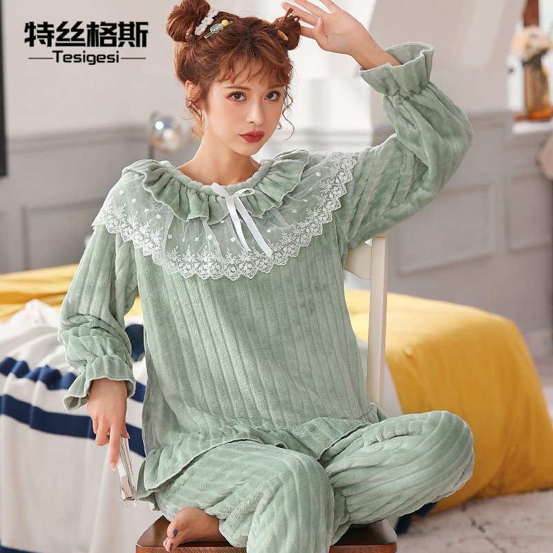 2020新款珊瑚绒甜美可爱公主风睡衣 特丝格斯睡衣/家居服套装