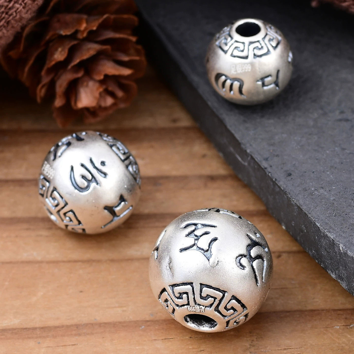 999足银六字真言圆珠复古做旧手串配珠DIY手工编绳串珠饰品配件,淘宝优惠券,粉丝福利购,淘宝优惠卷