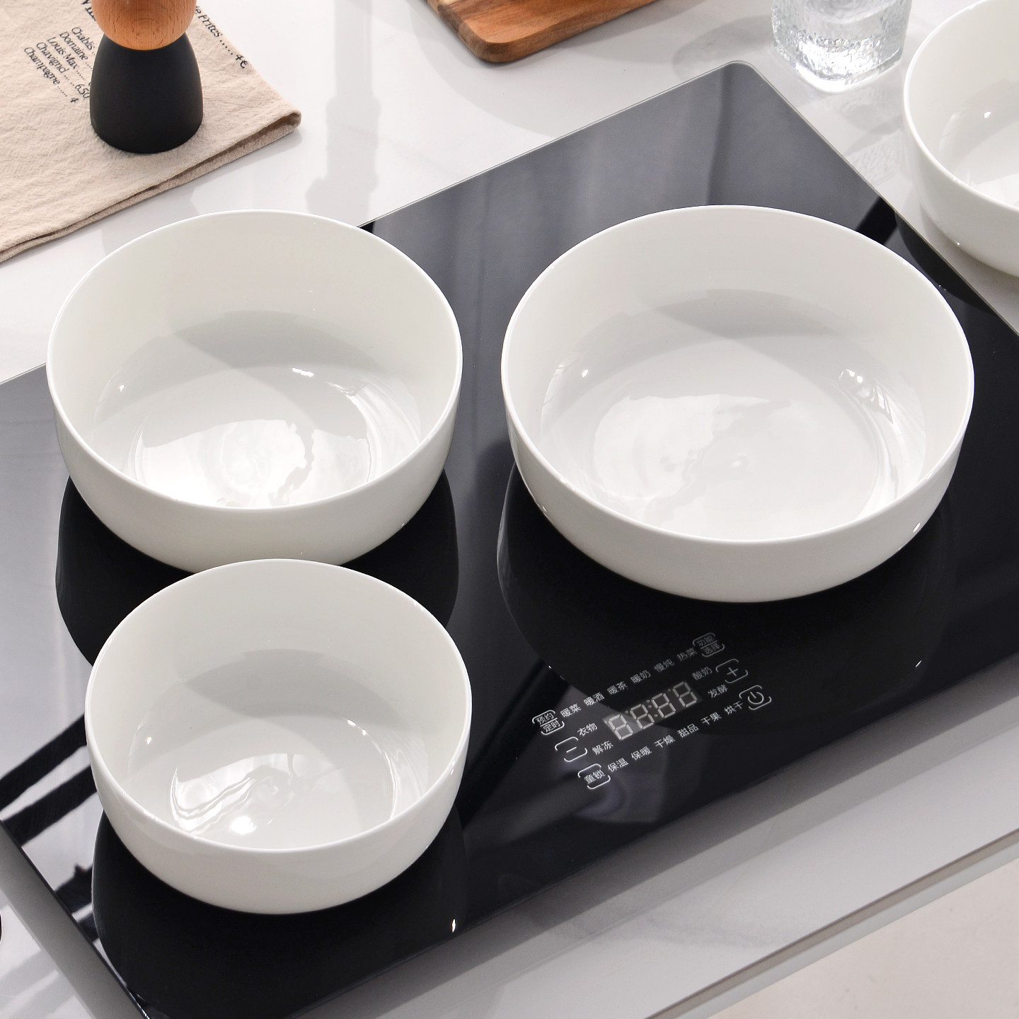 家用暖菜板专用平底碗加热保温陶瓷大汤碗热菜板大碗白色骨瓷餐具,淘宝优惠券,粉丝福利购,淘宝优惠卷