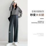 Tide, флисовые осенние штаны, высокая талия, популярно в интернете, свободный прямой крой