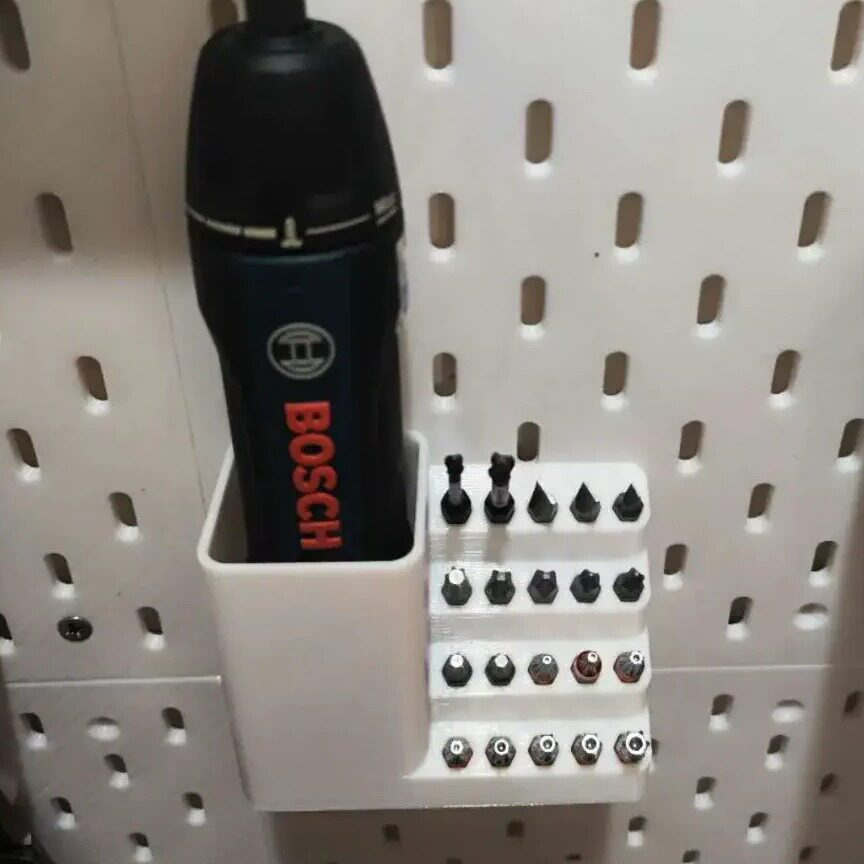 Electric screwdriver holder bit storage is suitable for IKEA SKADIS hole board accessories, which can be changed into square holes or round holes.