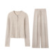 Cardigan ຖັກແສ່ວຂອງແມ່ຍິງໃນລະດູໃບໄມ້ປົ່ງແລະລະດູຫນາວທີ່ມີກາງເກງຂາກວ້າງຊື່