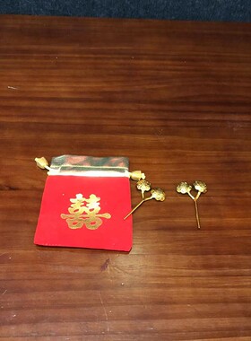 潮汕婚嫁下聘结婚高档镀金如意插夹发夹新娘陪嫁嫁妆如意簪如意袋