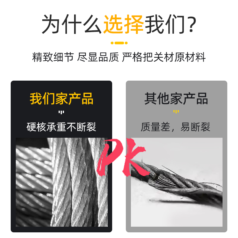 升降晾衣架304不锈钢钢丝绳阳台手摇晒衣架更换配件线绳子凉衣杆 - 图1