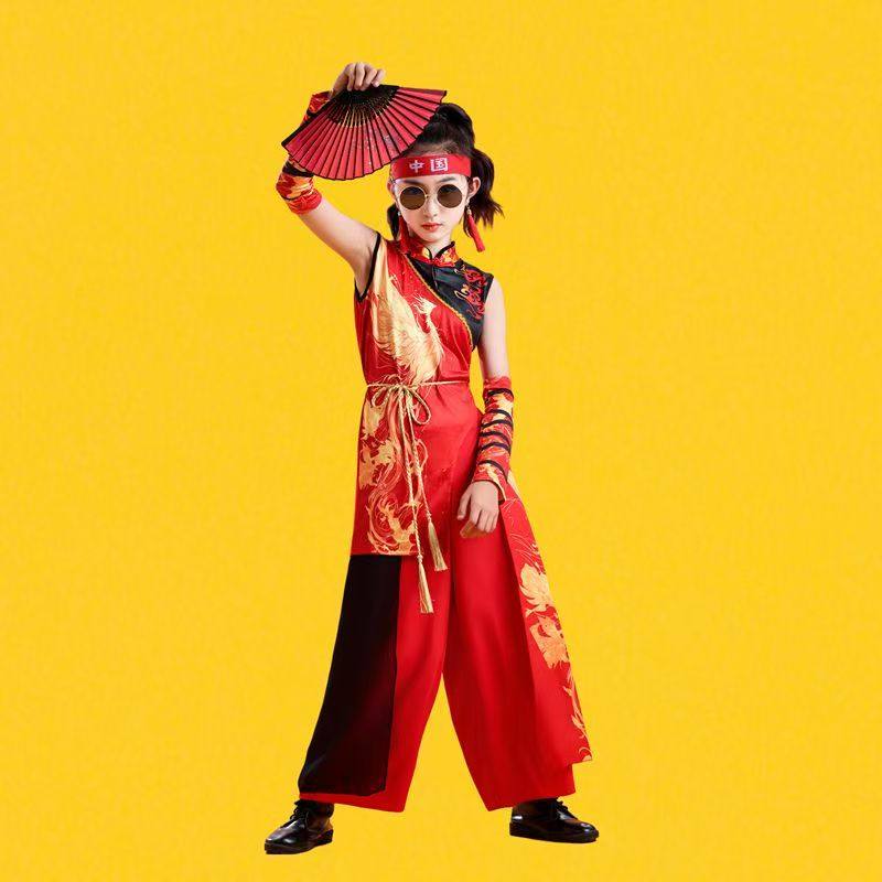 出租国潮演出服打鼓服儿童舞蹈走秀表演服套装爵士舞街舞青春活力,淘宝优惠券,粉丝福利购,淘宝优惠卷