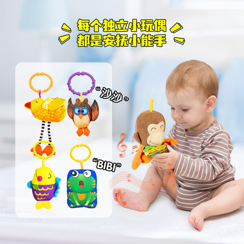 lalababy婴儿健身架器新生儿猴子捞月宝宝音乐游戏毯垫玩具0-1岁 - 图0