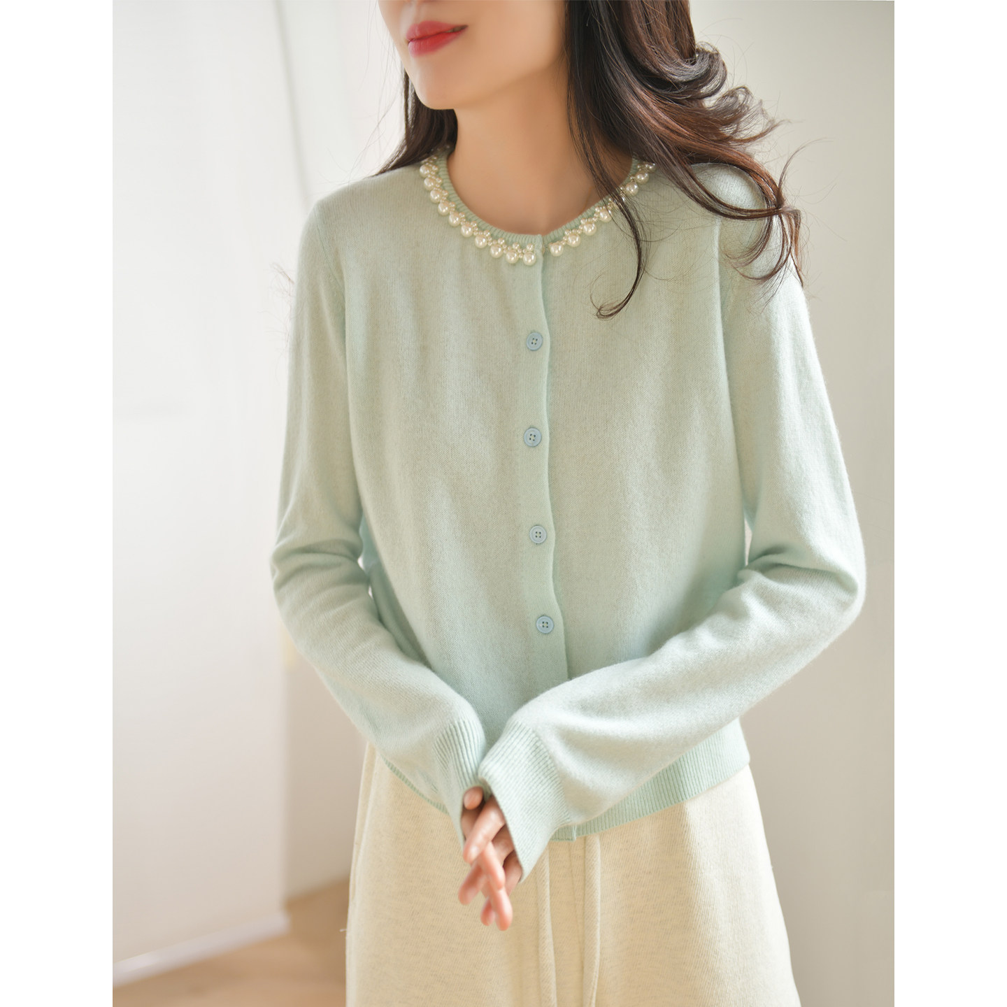 GESGOO法式小香风羊毛羊绒针织开衫女秋冬通勤显瘦毛衣外套设计感,淘宝优惠券,粉丝福利购,淘宝优惠卷