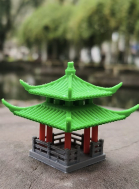 盆景微景观假山水陆缸鱼缸造景小摆件中式古建筑模型庭院书房凉亭