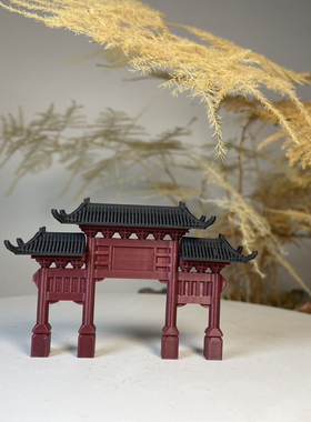 中式古建筑牌坊模型假山吸水石水陆缸盆景微景观造景庭院小摆件