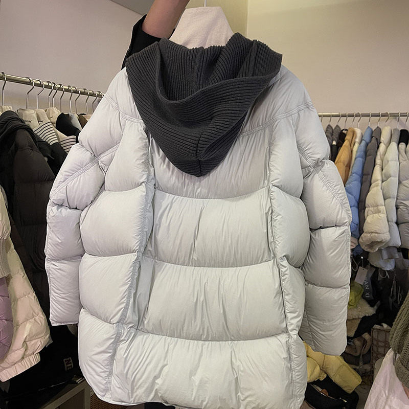 2025新云朵泡芙羽绒服女中长针织连帽宽松显瘦面包服外套90白鸭绒,淘宝优惠券,粉丝福利购,淘宝优惠卷