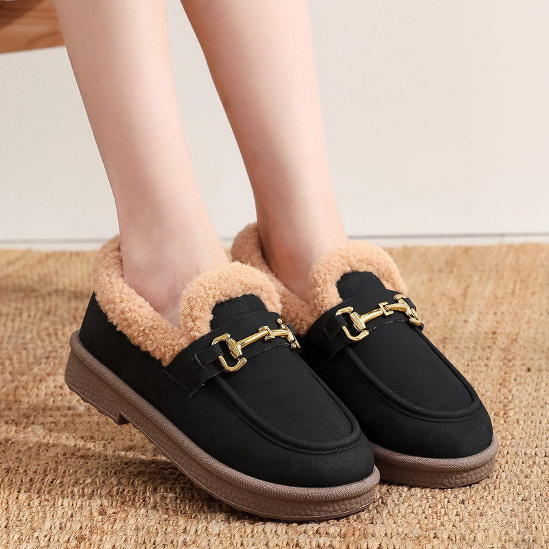 棉鞋女2024冬季加绒加厚保暖豆豆鞋一脚蹬厚底老北京妈妈鞋女棉靴,淘宝优惠券,粉丝福利购,淘宝优惠卷