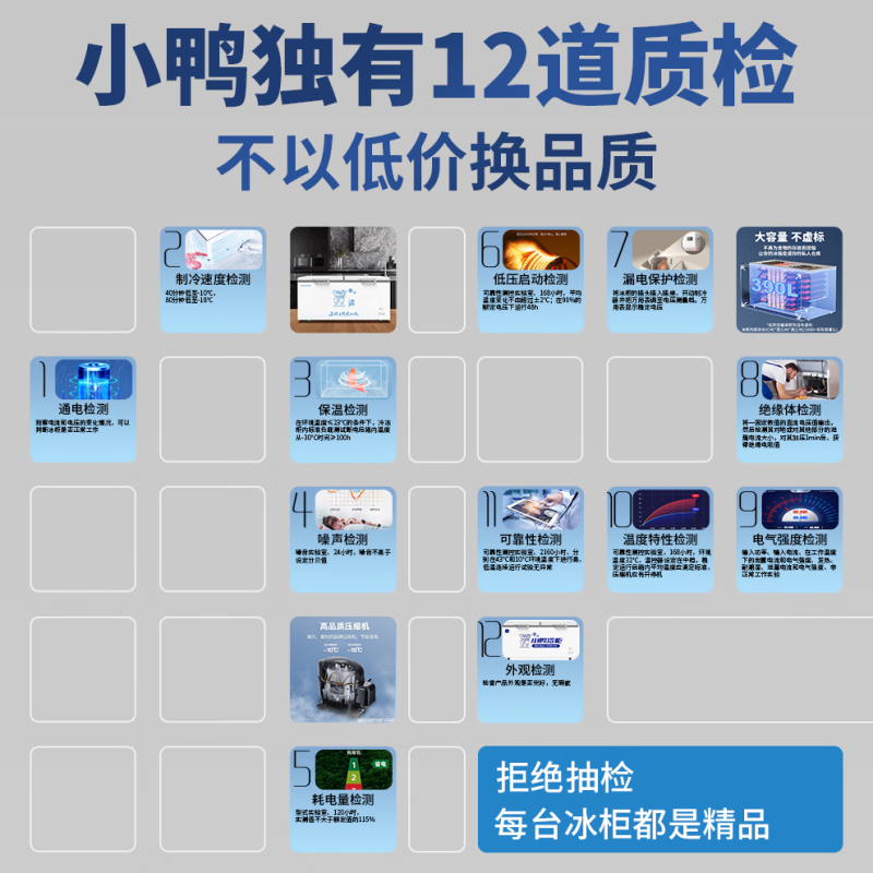 小鸭商用冰柜大容量卧式冰箱家用冷藏冷冻两用保鲜展示柜超市冷柜 - 图0