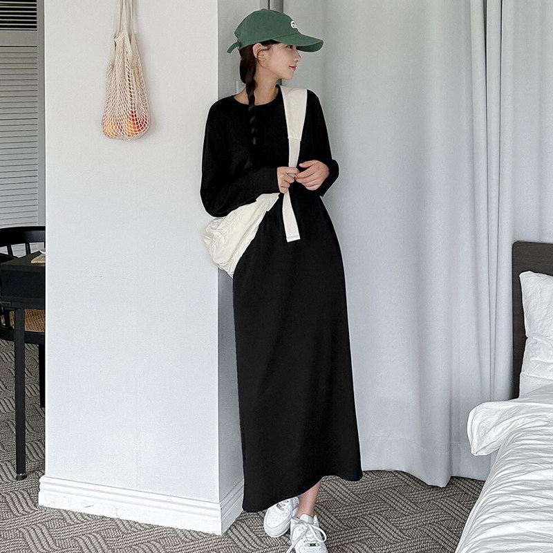 高级感超好看宽松卫衣裙女加绒大码灰色显瘦长款圆领后开叉连衣裙,淘宝优惠券,粉丝福利购,淘宝优惠卷