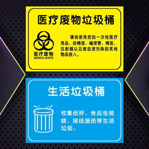 医院垃圾桶医疗垃圾分类感染损伤性废物暂存处标识标志牌贴纸TMP - 图1
