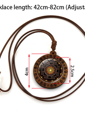 斯里兰卡曼陀罗时光宝石木质吊坠项链女百搭复古棕色蜡绳毛衣链