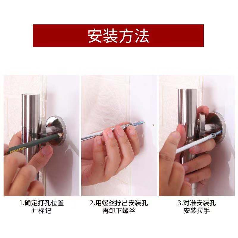 不锈钢304明装拉手双开木门简约把手加厚不锈钢大门木门拉手 - 图1