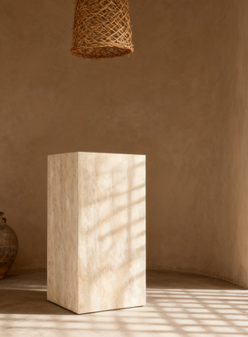 天然洞石大理石摆件底座高级感