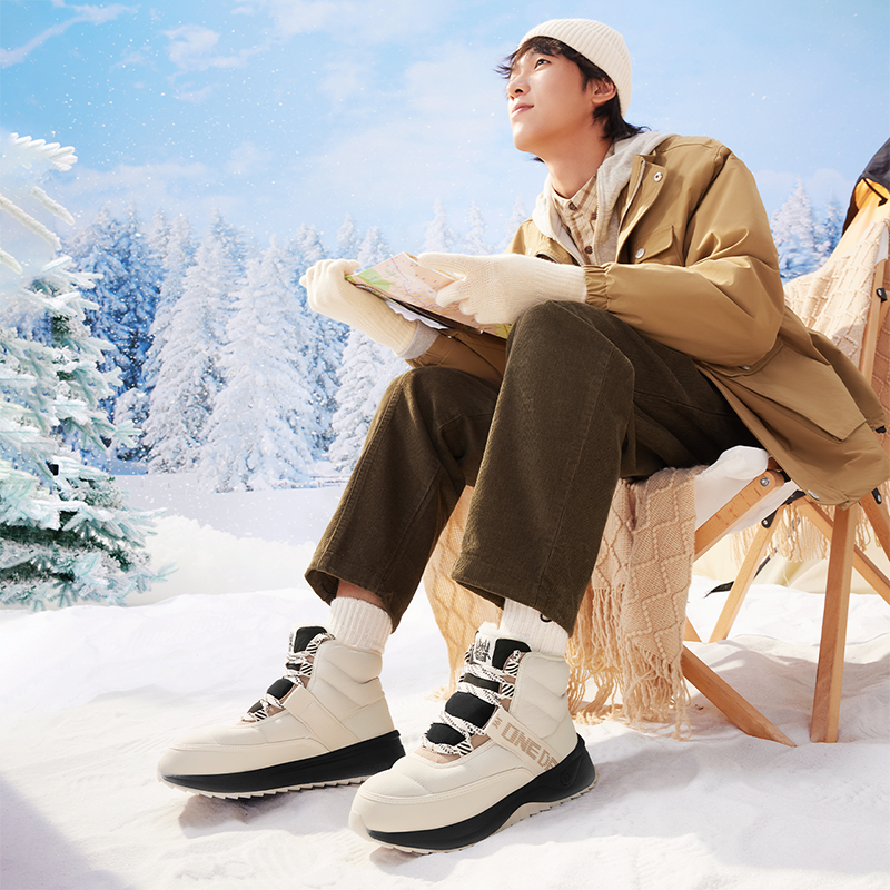 361度男鞋运动鞋雪地靴2025年冬季新款361度男加毛运动时尚鞋