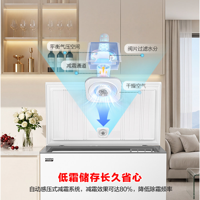 容声300升冰柜大容量家用商用冷柜一级能效节能减霜冷藏冷冻冰箱