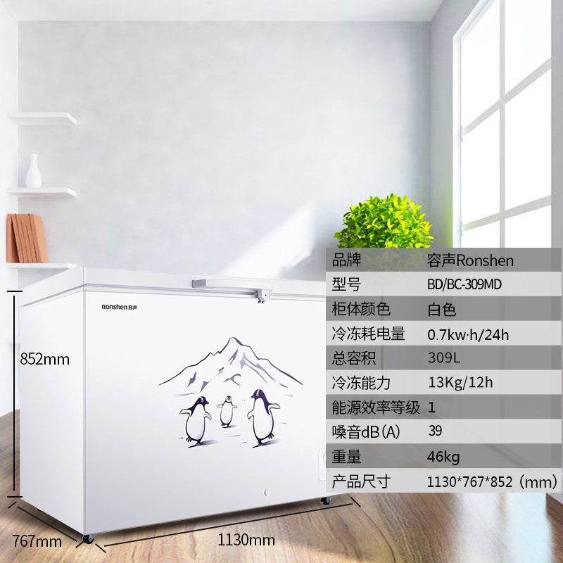 冷柜冰柜商用家用大容量卧式冷藏冷冻 309MD BC BD 容声 Ronshen 冷柜冰柜商用家用大容量卧式冷藏冷冻 309MD BC BD 容声 Ronshen