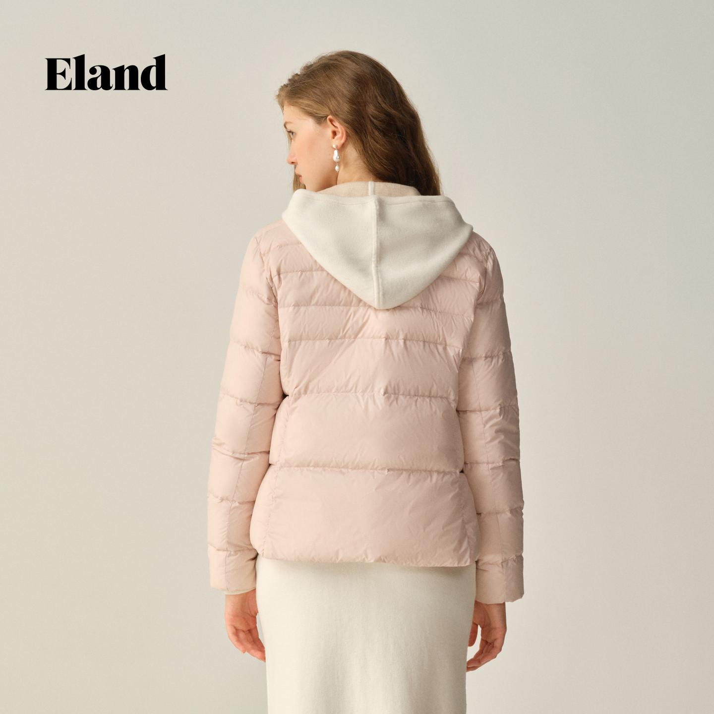 【零压】Eland衣恋排骨羽绒服女小立领轻薄长袖外套2025冬季新款