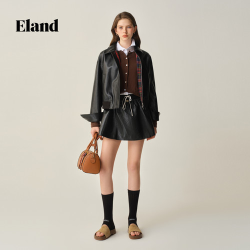 Eland衣恋女士包袋手提包波士顿廓形斜挎包冬季新款 - 图0