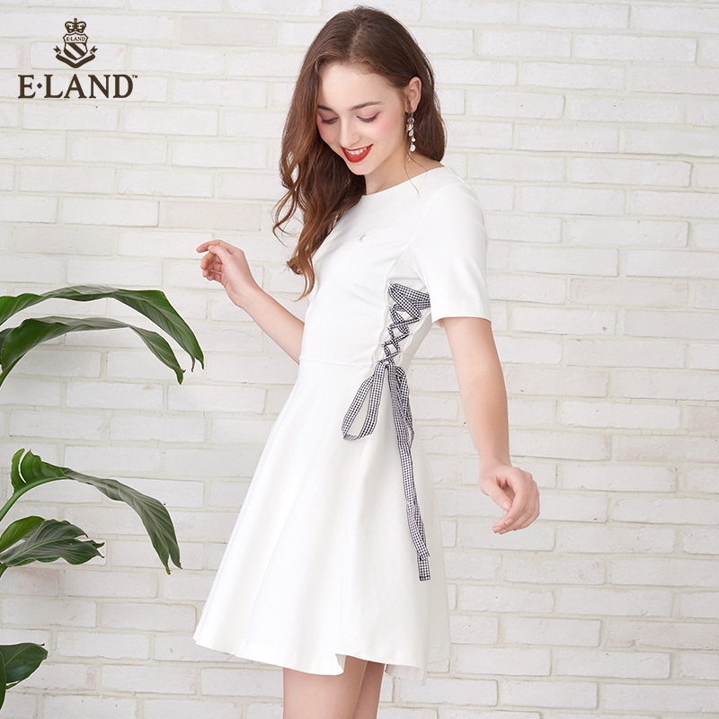 eland夏季ins潮绑带设计感复古 ELAND连衣裙