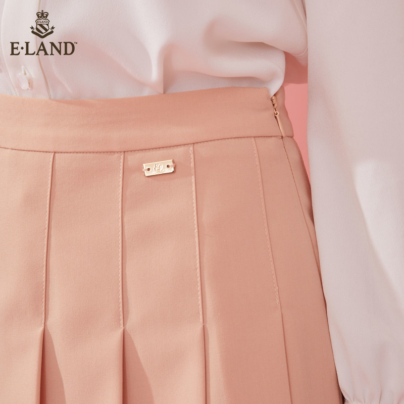 eland2020纯色a字甜美百褶裙 ELAND半身裙