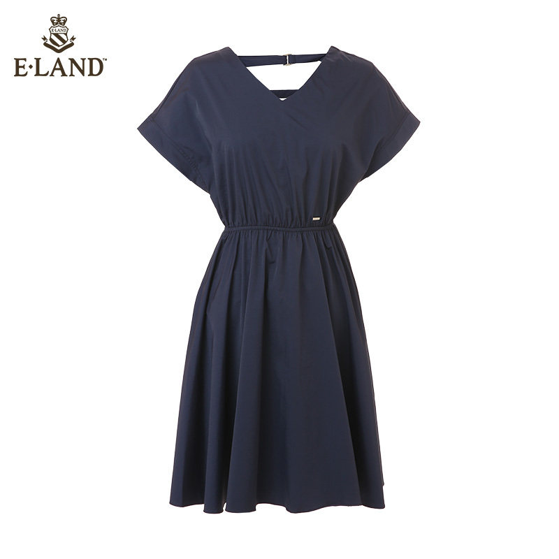 eland夏季新款法式桔梗裙很仙v领 ELAND连衣裙