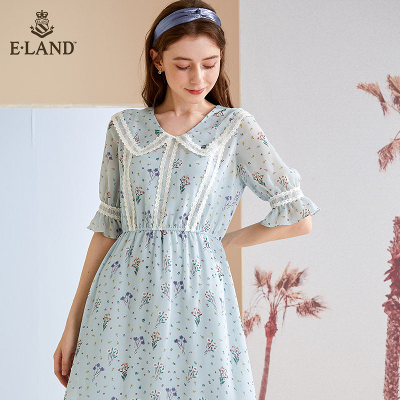 eland夏季新款超仙气质碎花 ELAND连衣裙