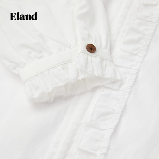 【100%棉】Eland衣恋连衣裙女通勤长袖收腰衬衫裙2025冬季新款