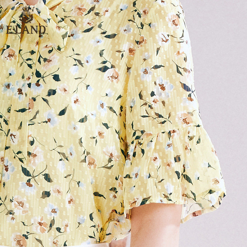eland夏季新款法式小众设计感黄色 ELAND衬衫