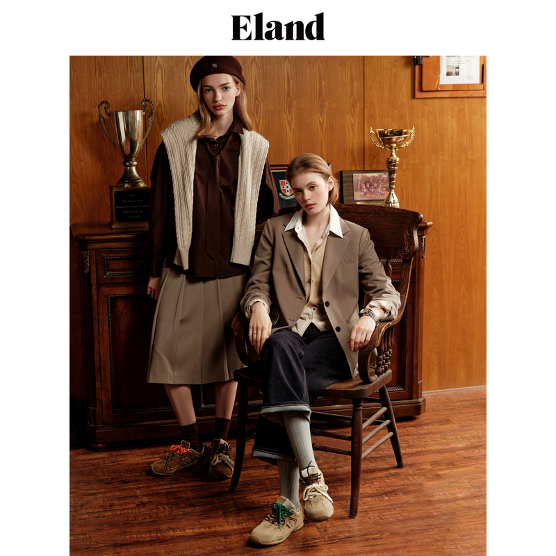 【活性染牛仔】Eland衣恋牛仔裤女纯棉九分锥形通勤裤春款-图0
