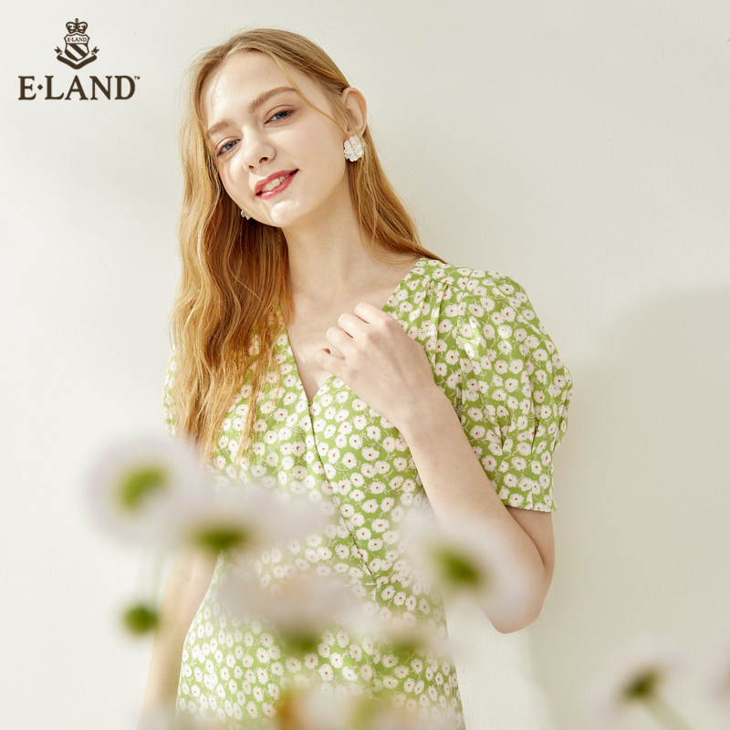 eland2020夏季新款清新碎花连衣裙 ELAND连衣裙