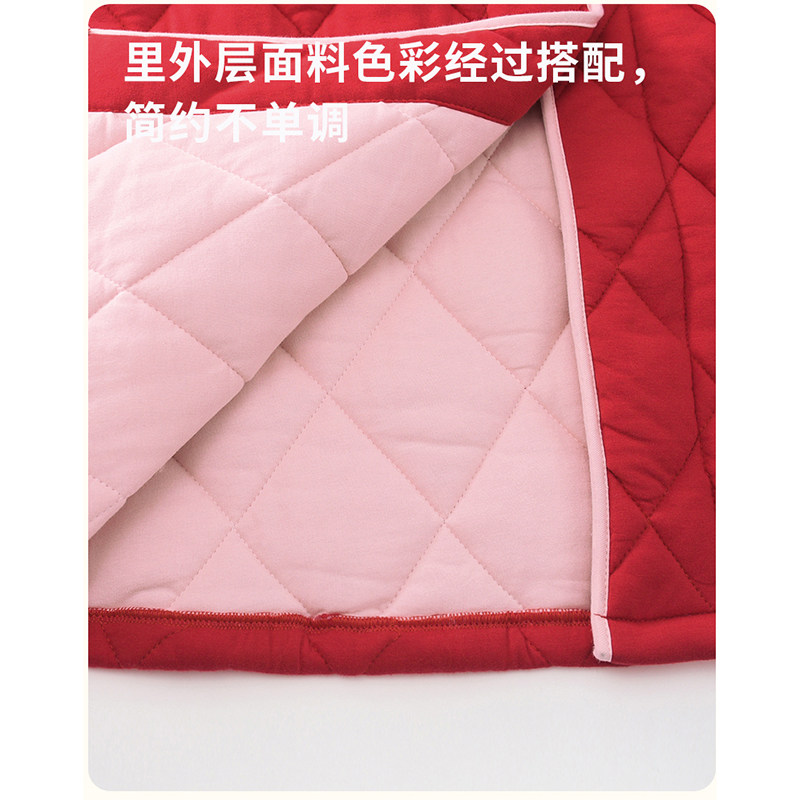 睡衣女秋冬季纯棉外套加厚三层夹棉睡袍红色本命年长款家居服套装,淘宝优惠券,粉丝福利购,淘宝优惠卷