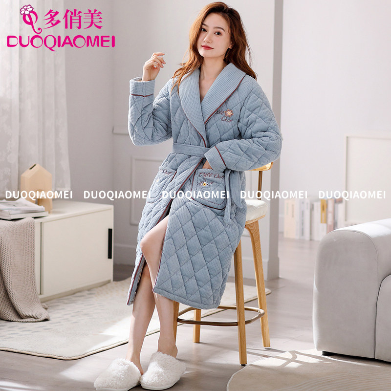 睡袍女冬加长款珊瑚绒睡衣三层夹棉加绒加厚女士家居服浴袍秋冬款,淘宝优惠券,粉丝福利购,淘宝优惠卷
