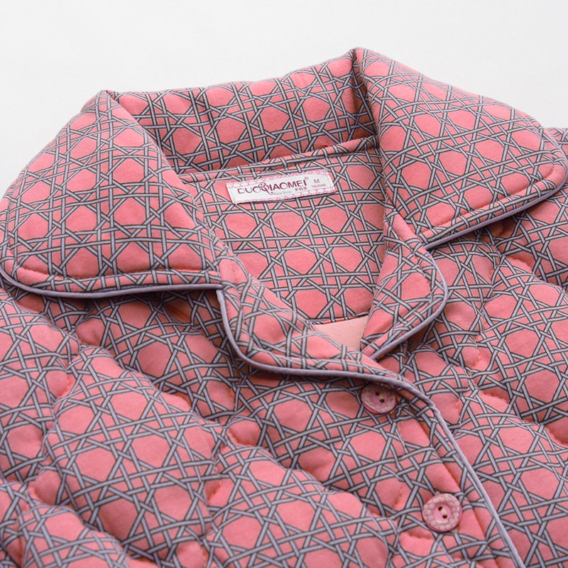 睡衣女秋冬款加厚纯棉夹棉服冬季全棉加棉女士保暖格子家居服套装,淘宝优惠券,粉丝福利购,淘宝优惠卷