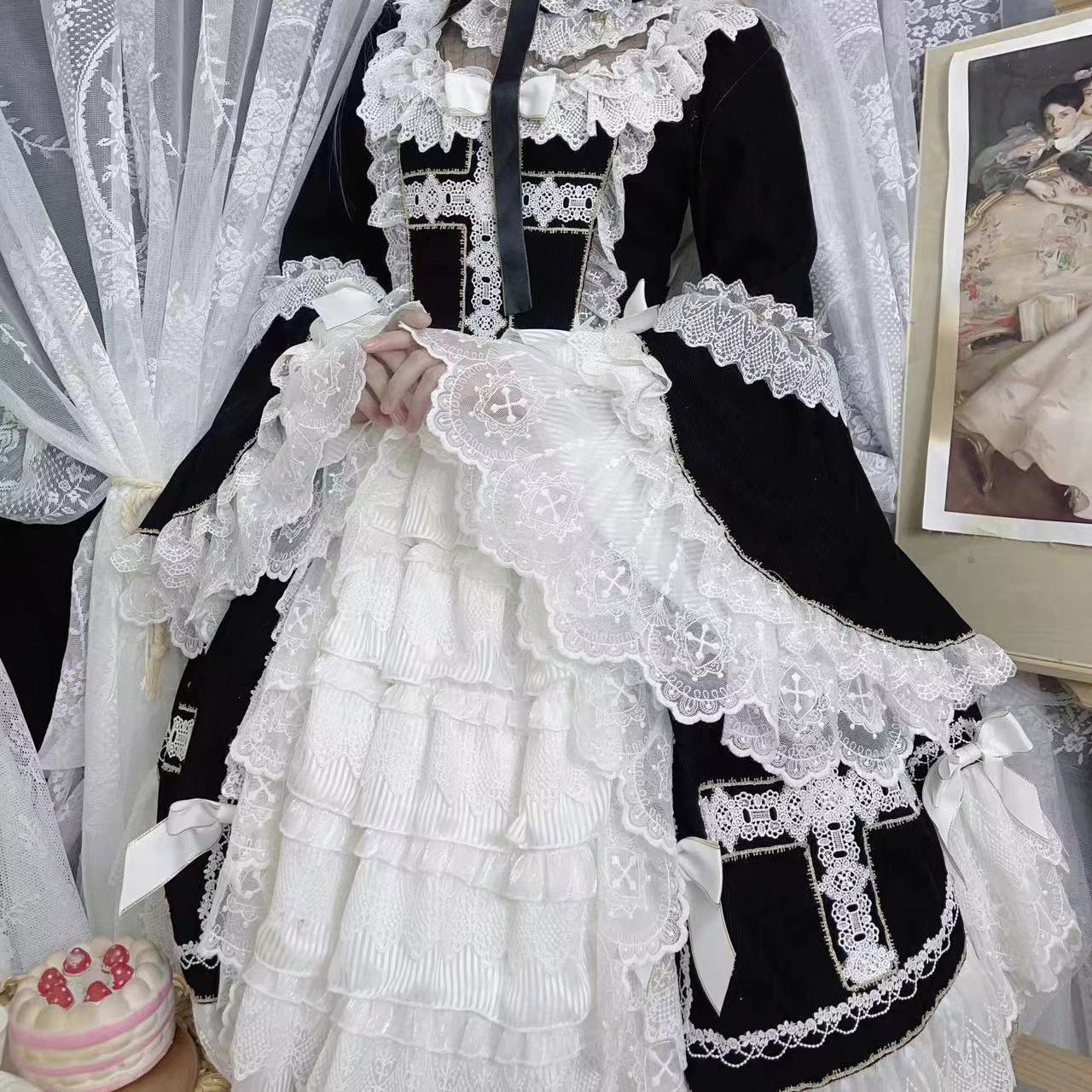 现货掉落 天使2型OP暗夜 华丽lolita花嫁doll感大裙子姬袖重工裙,淘宝优惠券,粉丝福利购,淘宝优惠卷