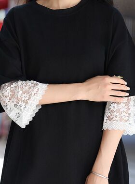 薄款假袖子蕾丝中袖花边装饰袖拼接T恤短袖接手袖套短款网纱手套