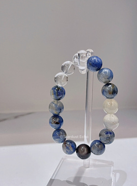 高级定制·白水晶蓝晶石手串寓意平静平衡