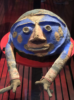 巴新手工泥塑部落蓝娃娃鼓鼓 PentFair阁楼巴布新几内亚丛林摆件