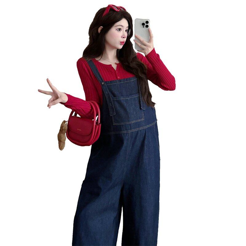 孕妇装春装长袖针织衫春季牛仔背带裤时尚休闲两件套春秋孕妇套装,淘宝优惠券,粉丝福利购,淘宝优惠卷