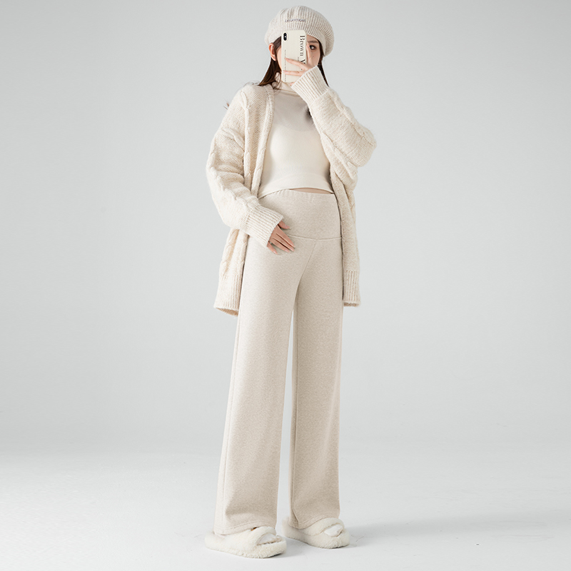 Maternity pants, winter outerwear, fleece warm casual pants
