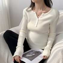 Pregnancy Woman Dress Autumn Winter Dress Long Sleeve Needles Weaselwear Warm Sweater Autumn Winter Pregnancy Hit Bottom-Shirt Fashion 100 Hitch Blouse T-shirt