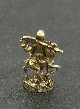 复古风迷你骑鹿寿星收藏纯黄铜